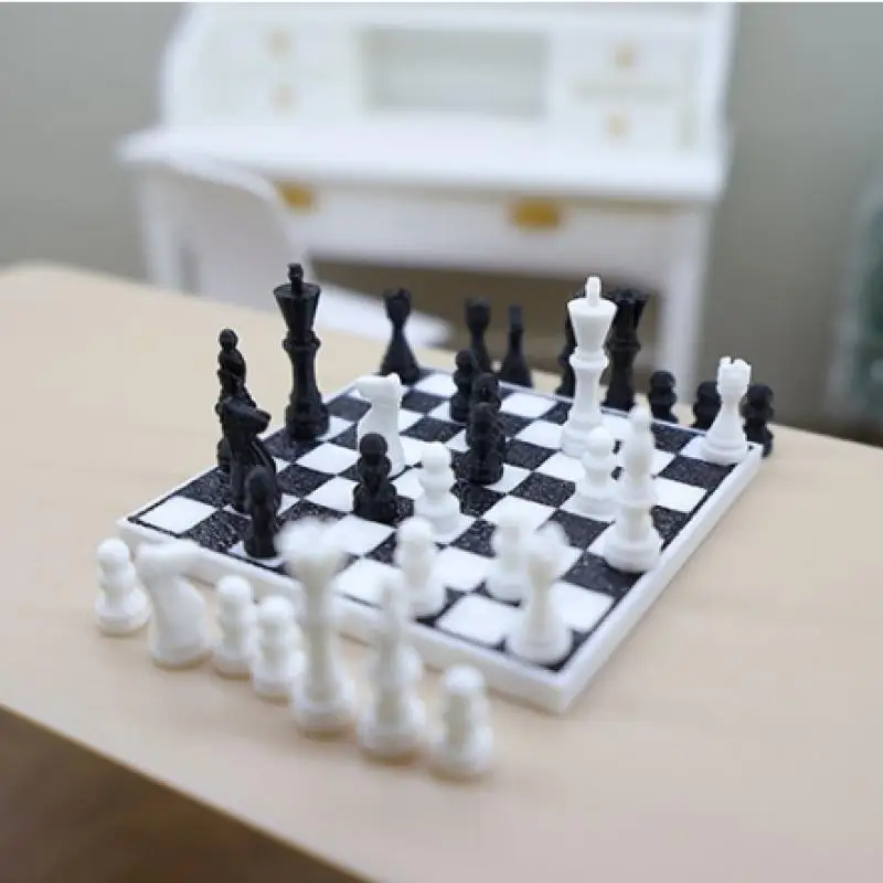 1 Set 1: 12 Dollhouse Mini Simulation International Chess Model For Children Miniature Chessboard Life Scene Decoration