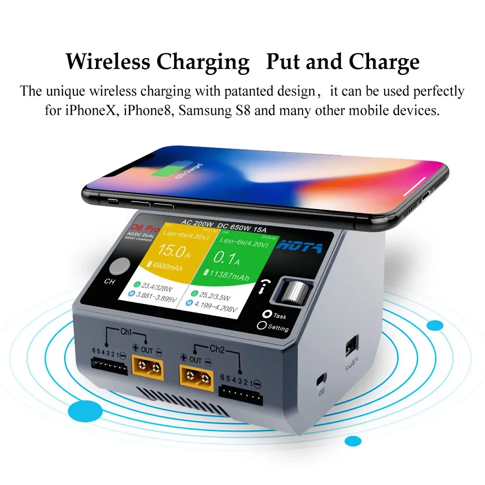 HOTA D6 PrO AC/DC 200W DC 650W 15A Dual Channel Intelligent Charger