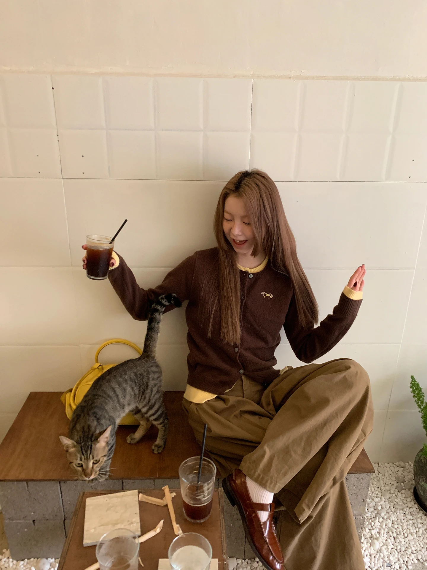 

Faionable Knitted Open Cardigan Women's Early Autumn Sli Sweater Jaet Fake Two-Piece Top Straight Cut Commute Sle