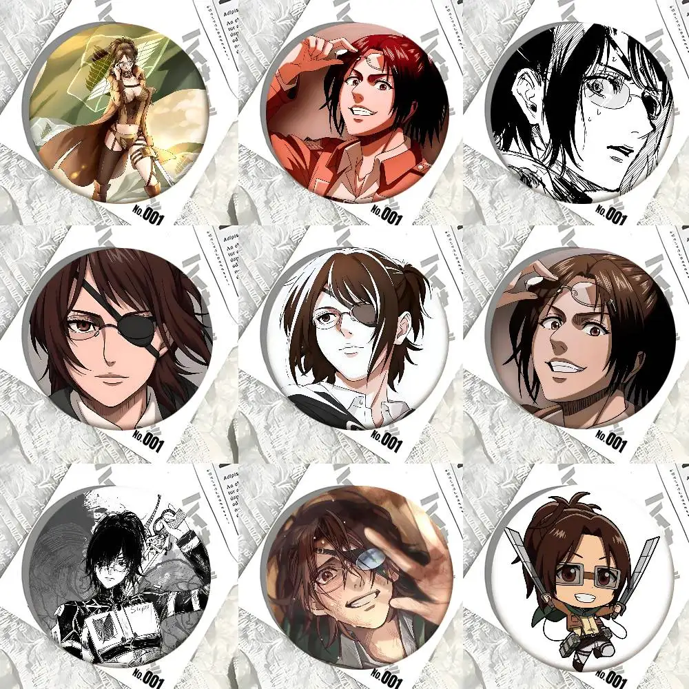 Hange Zoe Attack On Titan Anime Badges Round Badge Tinplate Coin Brooch Clothing Backpack Accessories Lapel Pin