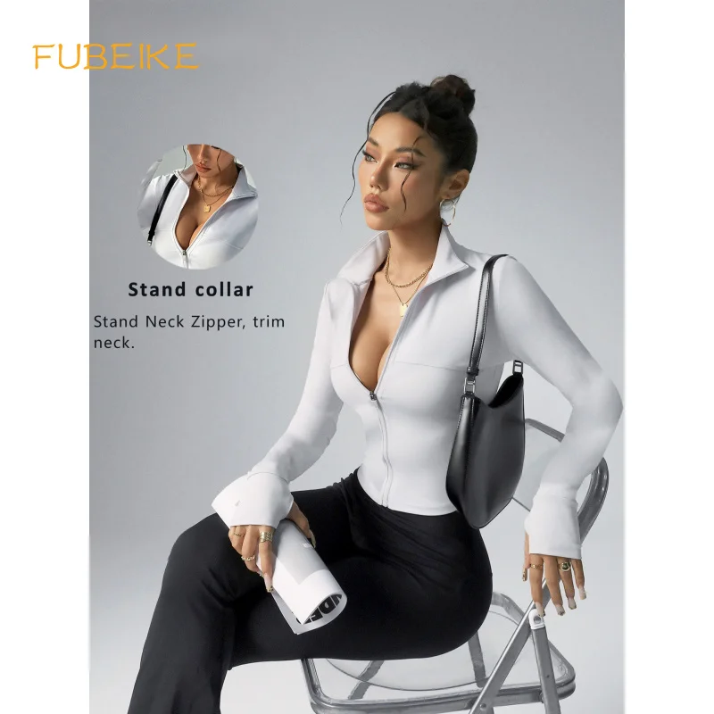 FUBEIKE Women's Fitness Yoga Wear Sports Quick-Drying Casual Jacket Women's Autumn Top Sportswear Woman Gym Female Clothing