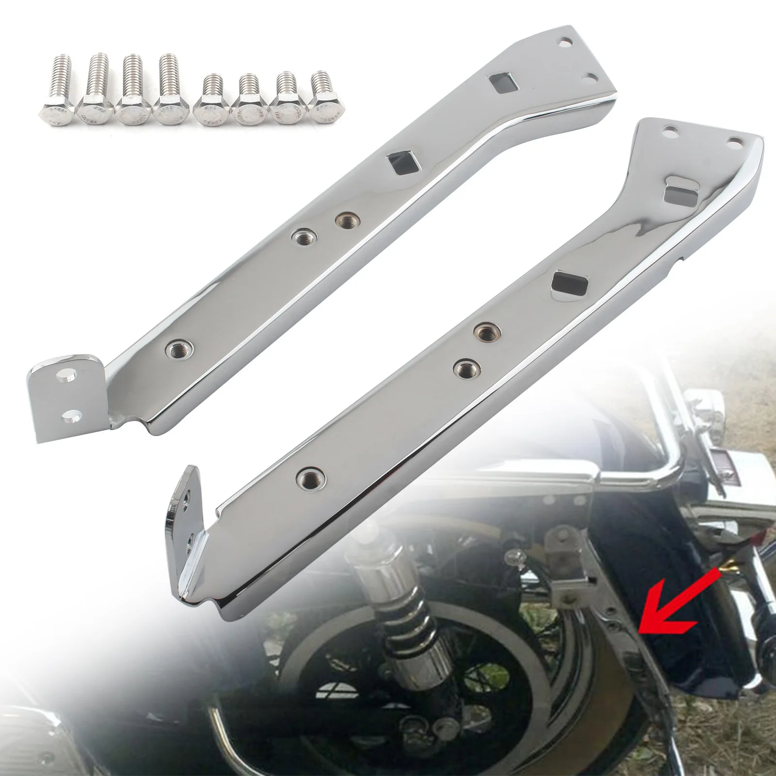Motorcycle Drag Heavy Duty Saddlebag Support Chrome Brackets Rail Rear Guard For Harley Touring 1985-2008 Street Glide Road King