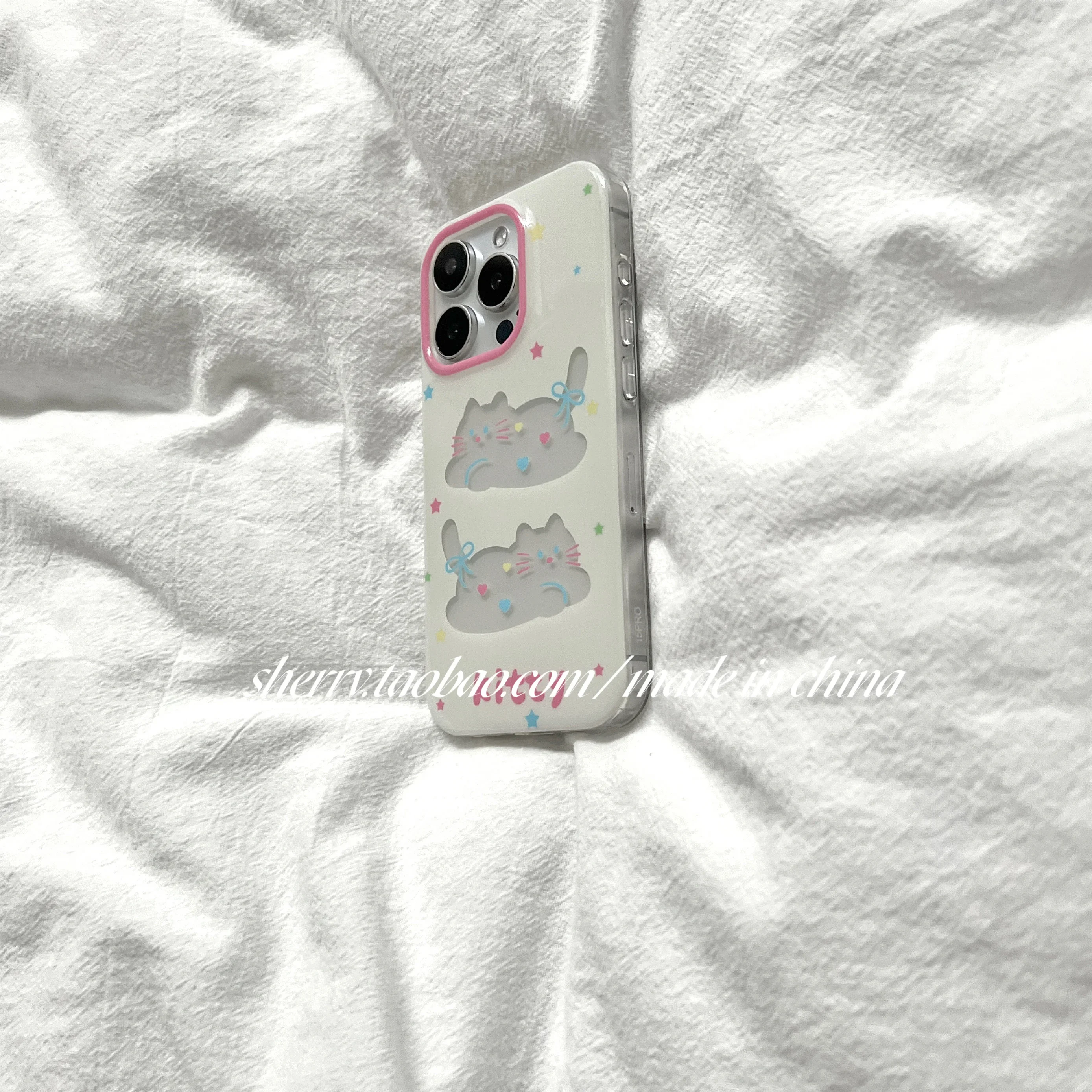 Kitten suitable for Apple 16 Pro Max phone case iPhone 15 Pro niche 13 girl heart 14 simple cartoon little fresh