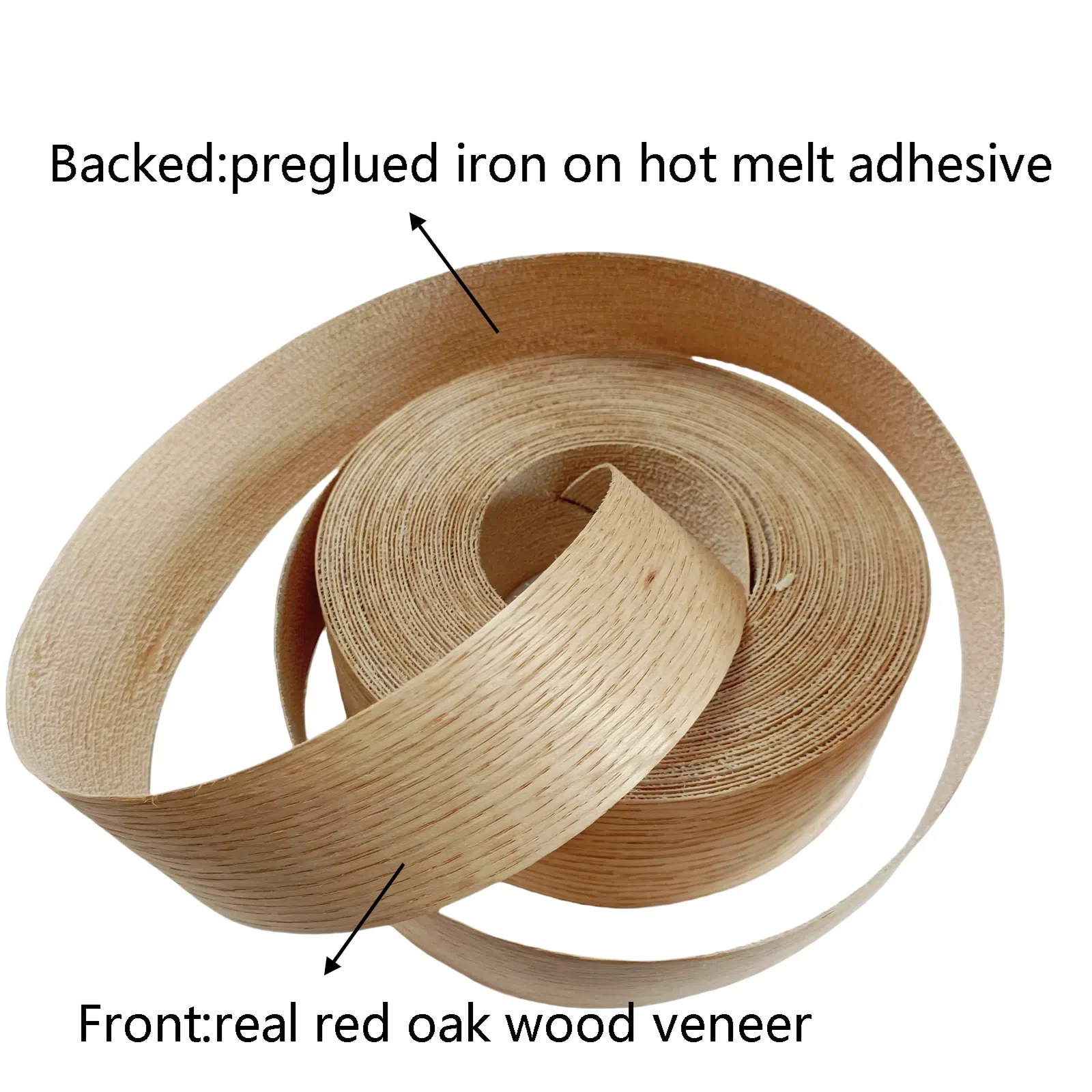 2 Inch Red Oak Wood Veneer Edge Banding Tape, 4m/8m/15m Pre-glued Iron On Hot Melt Adhesive Edging Band Tape For Furniture