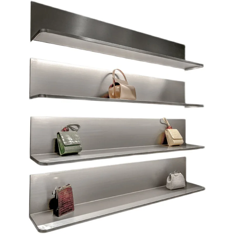 

Stainless steel luminous rack, clothing store display rack, bag jewelry shelf, wall with light