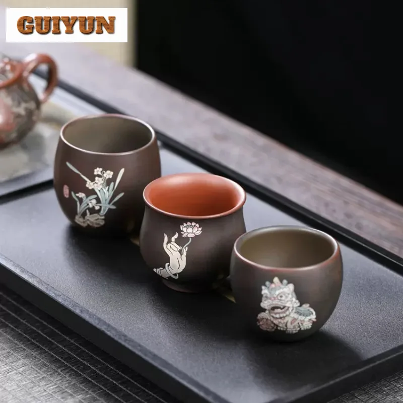 100ml Boutique Qinzhou Nixing Pottery Teacup Handmade Clay Painted Master Cup Personal Tea Bowl Meditation Cup Mugs Drinkware