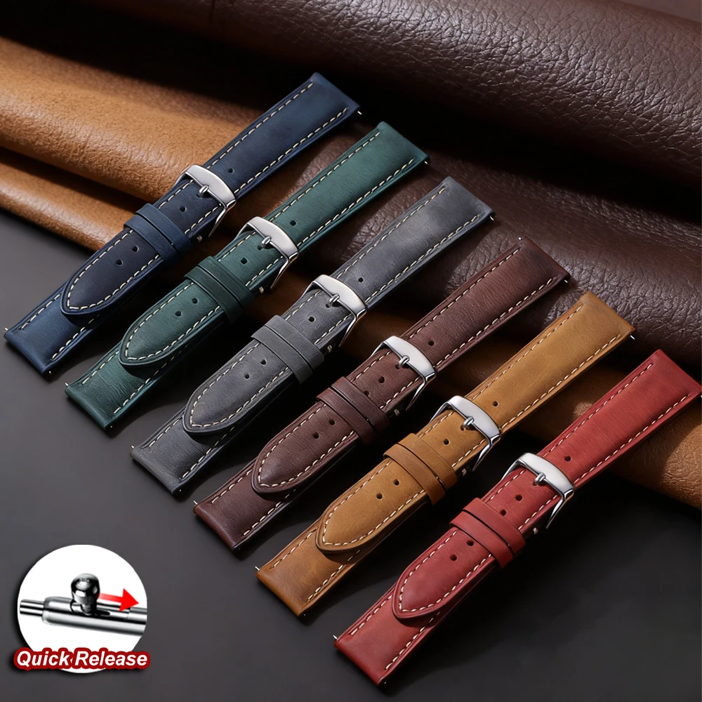 14/16/18/20/22/24mm Quick Release Uhrenarmband Herren Damen Armband Echtes Leder Uhrenarmband Ersatzgürtel Vintage Braunes Armband
