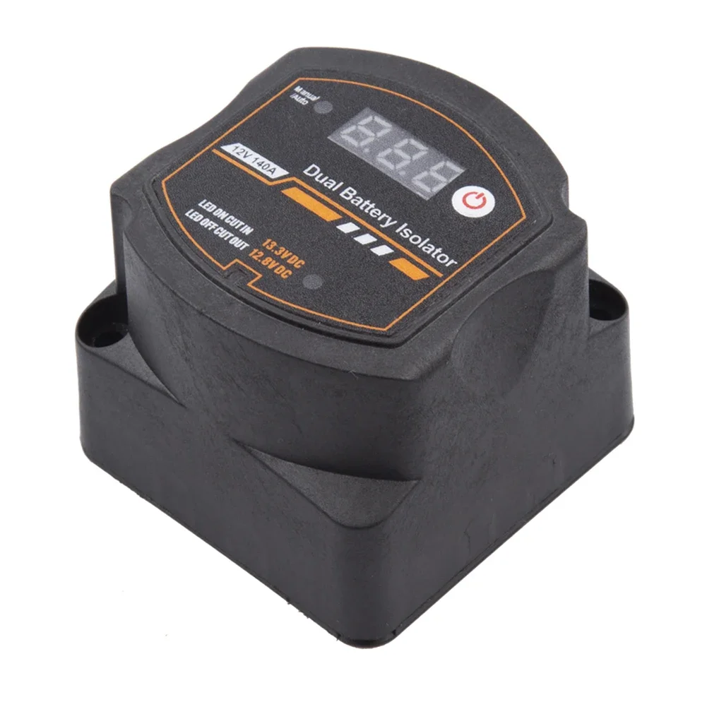 12V 140A Dual Battery Smart Isolator LCD Display VSR Car Relay Voltage Setting Digital Voltage Sensitive Relay for Camper Car RV
