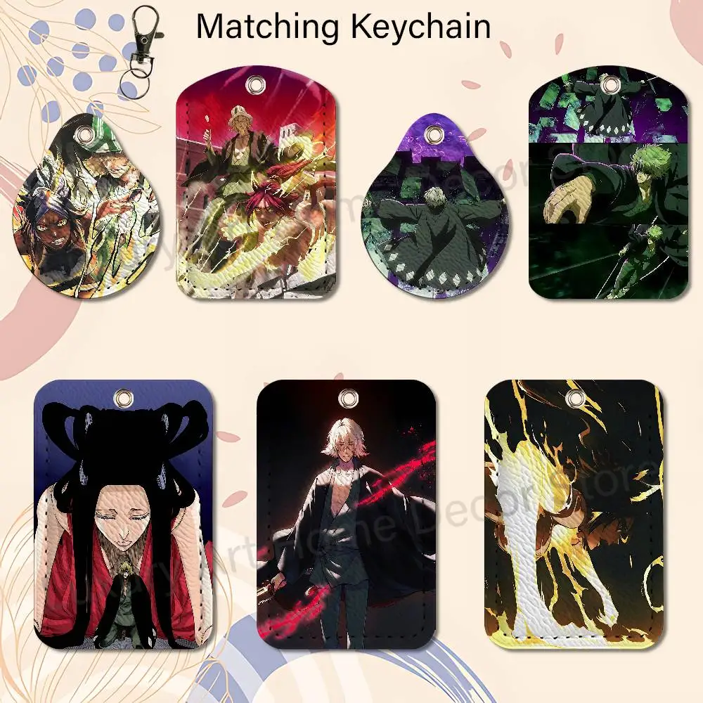 T-Thousand-Year Blood War Yoruichi Kisuke Key Tag Ring Leather Card Holder Key Ring Rectangle Access Card Holder