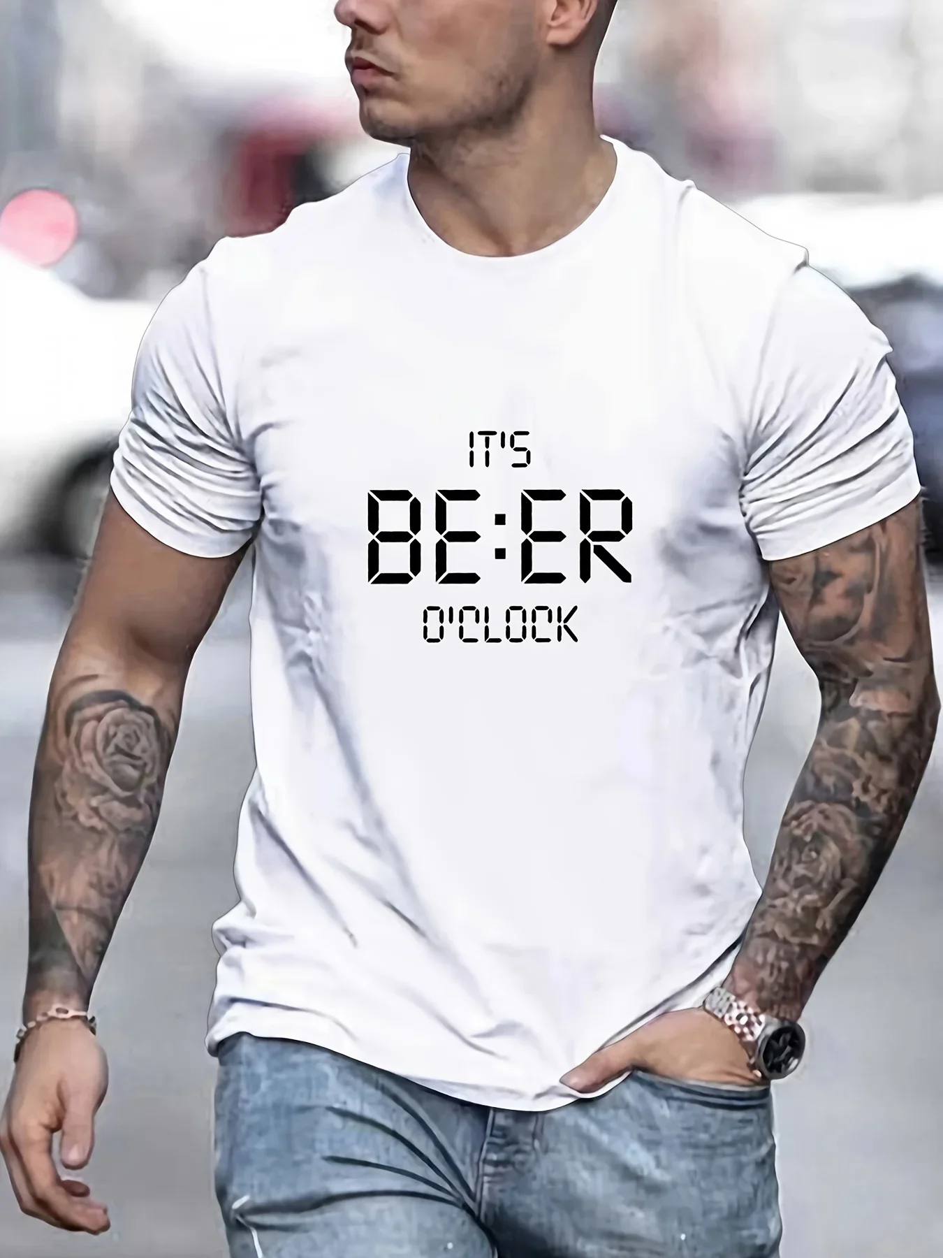 T-shirt à manches courtes et col rond pour hommes, 100 coton, à la mode, sport décontracté, coupe ample, grande taille, motif de