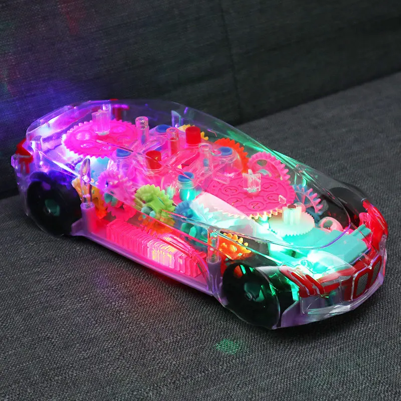 Electric Transparent Concept Gear Car With Music Sound Funny Interactive Model Early Education Vehicle Gift Toys for children