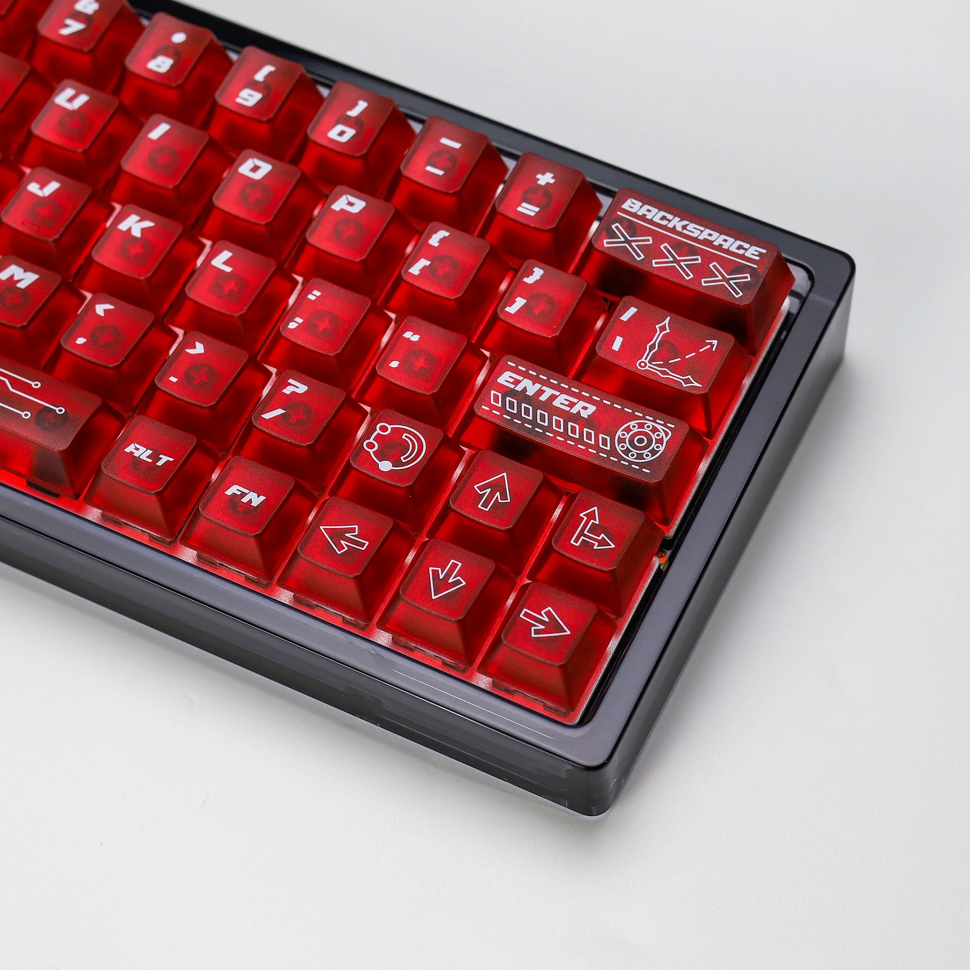 

KBDiy Keycaps for Mechanical Keyboards PBT Gear Red Matte Translucent Keycap Cherry Profile Custom 140 Keys PC Material for MX