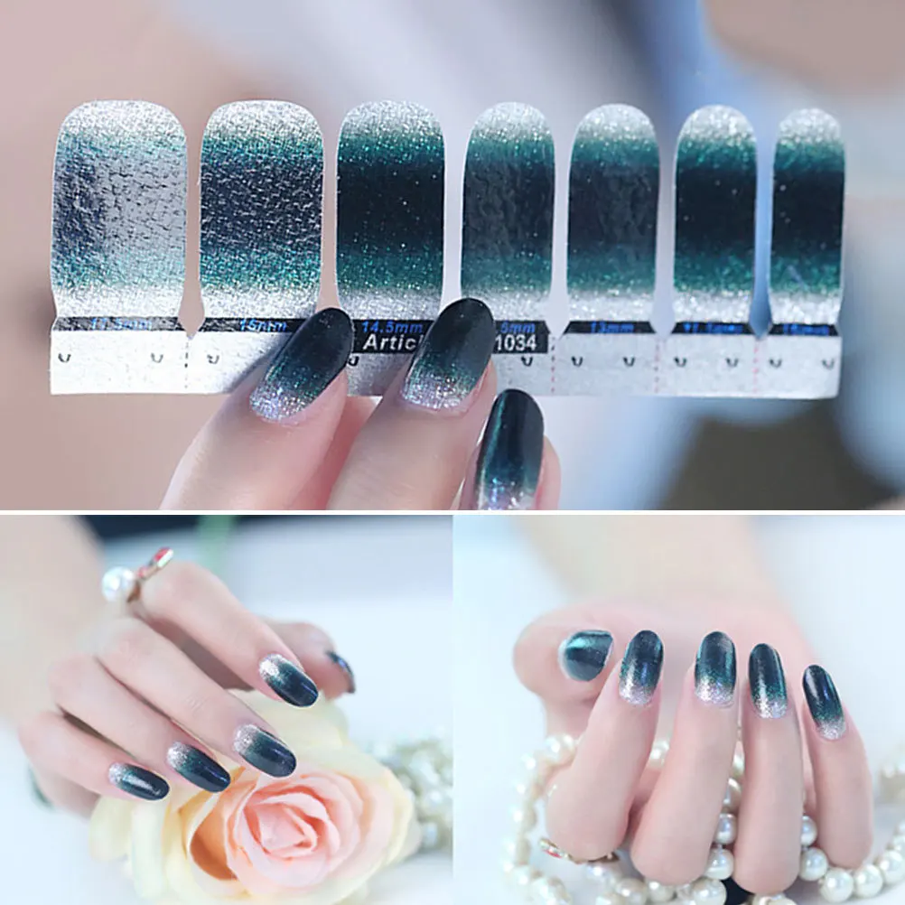 6 Stück Nagelkunst-Aufkleber mit Farbverlauf, einfach anzubringende Nageldekoration für Party, Geburtstag, Urlaub, Frauen und Mädchen