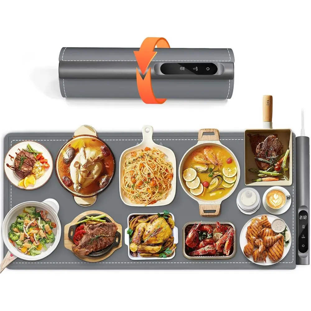 

Графеновый греющий коврик или электрический греющий мат для стола, с полным обогревом поверхности, очень большой (XXL 36”x 16") – электрические греющие подносы или подогреваемые тарелки для вечеринок на столешнице.