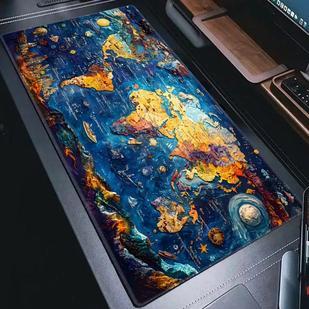 

Fantasy Colorful World Map Keyboard Desk Pad for Gamers HYBXAXC Accessory for Large with Laptops and Keyboards Gaming Desk Mat