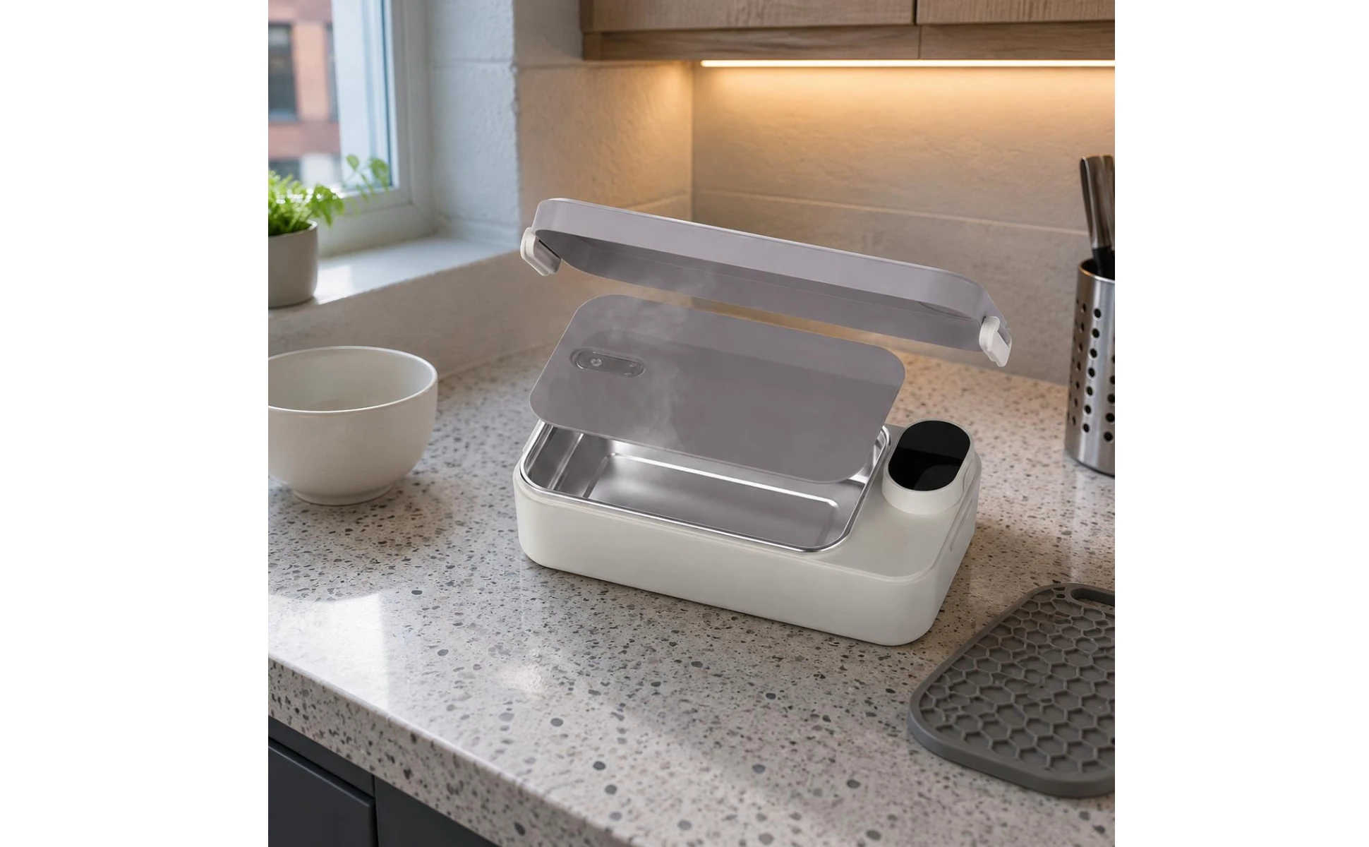 Rechargeable Heated Lunch Box Keep-Warm 304 Stainless Steel Lunch Box Portable Food Warmer Easy to Clean Thermal for Commuting