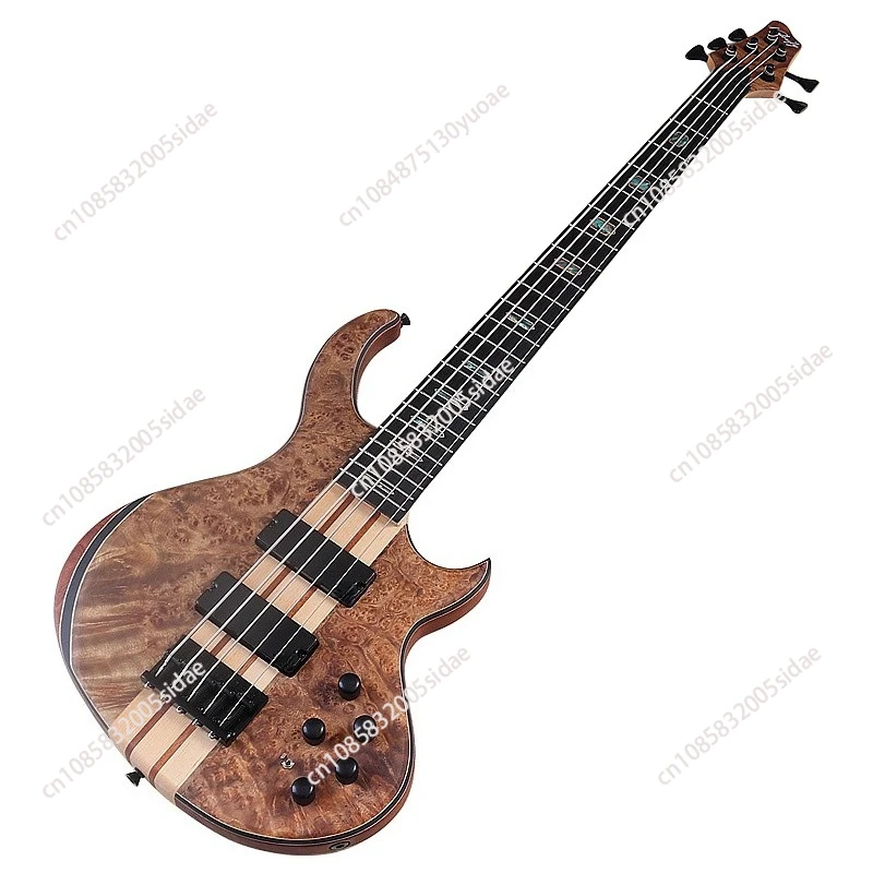 جيتار كهربائي قابل للتحويل مقاس 43 بوصة مكون من 5 أوتار من خلال الجسم السلبي/النشط مع جسم الماهوجني ونواة زهر الخوخ 5 أوتار #5