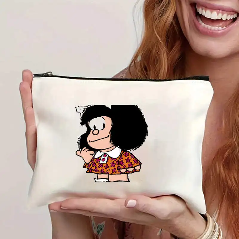 MINISO Disney Mafalda Malerei Kissen jesień makijaż w stylu kreskówki płócienne damskie torby z grubej bawełny torebka na ramię torba na zakupy