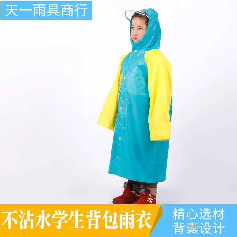 Backpack Raincoat Primary School Boy Girl Student Schoolbag Rain-Proof Clothes Windproof Big Brim Children Backpack Raincoat