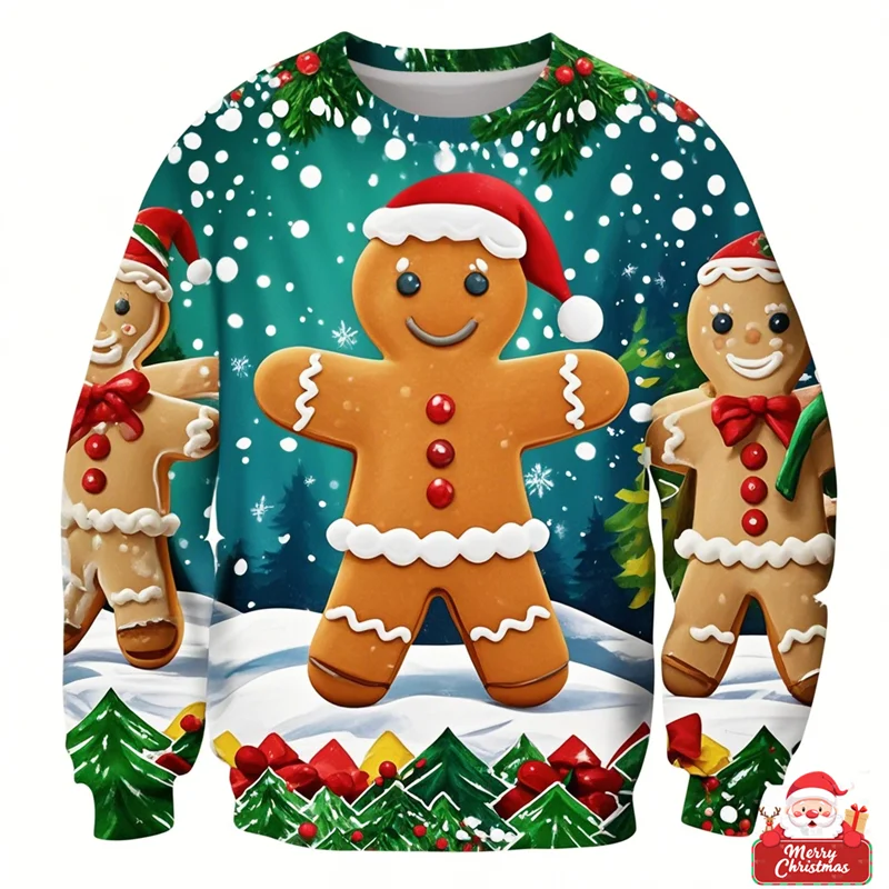 موضة الزنجبيل رجل البلوز القبيح للنساء ملابس الهيب هوب حفلة الرجال بلوزات عادية عيد الميلاد البلوفرات رياضية