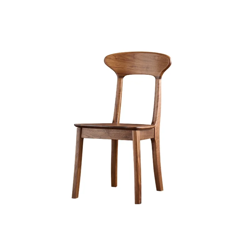 

North American Black Walnut Dining Chair Household Solid Wood Backrest Chair Restaurant Wooden Horn Chair Dining Table