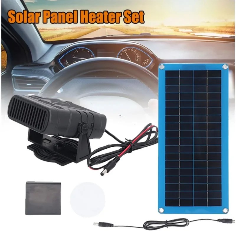 12V 30W Solar Panel Car Heater Portable Electric Heating Fan Windshield Dryer Defogging Demister Defroster For Car Accessories