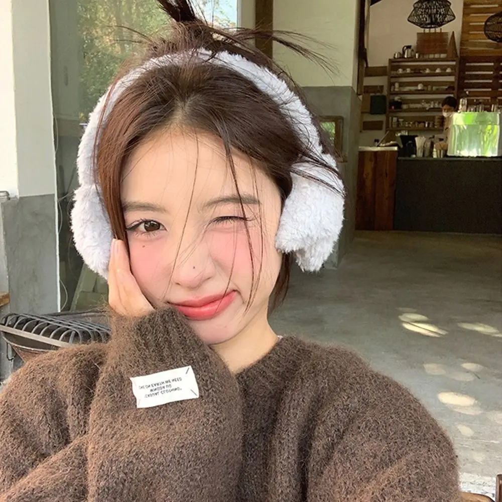 Cute Coldproof Y2k Star Earmuffs Warm Outdoor Winter Plush Earmuffs Skiing Solid Color Women Fluffy Earflap Ear Protection