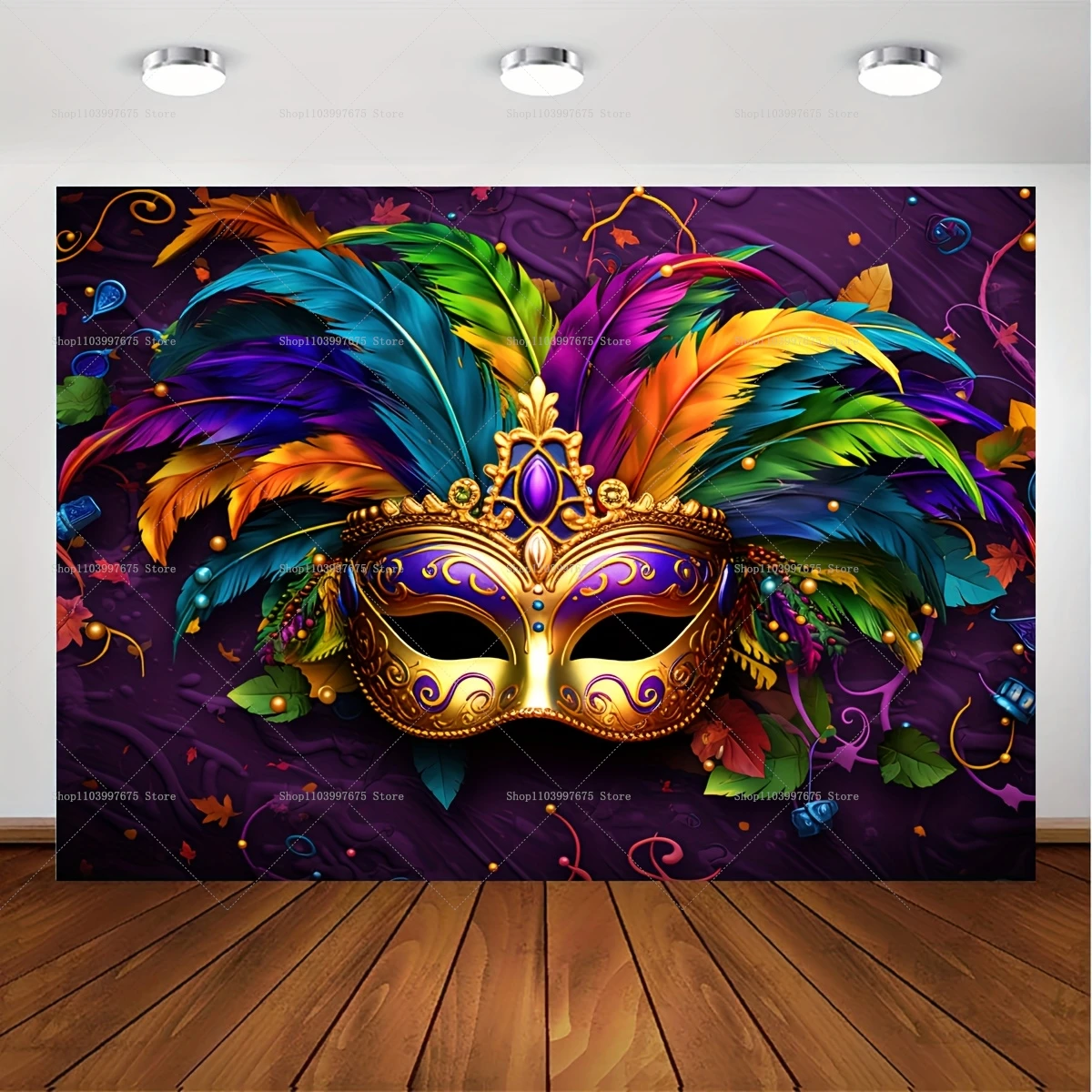 Colorful Mask Carnival Photography Backdrop Venetian Mardi Gras Masquerade Background Decoration Party Decor Banner Studio Props