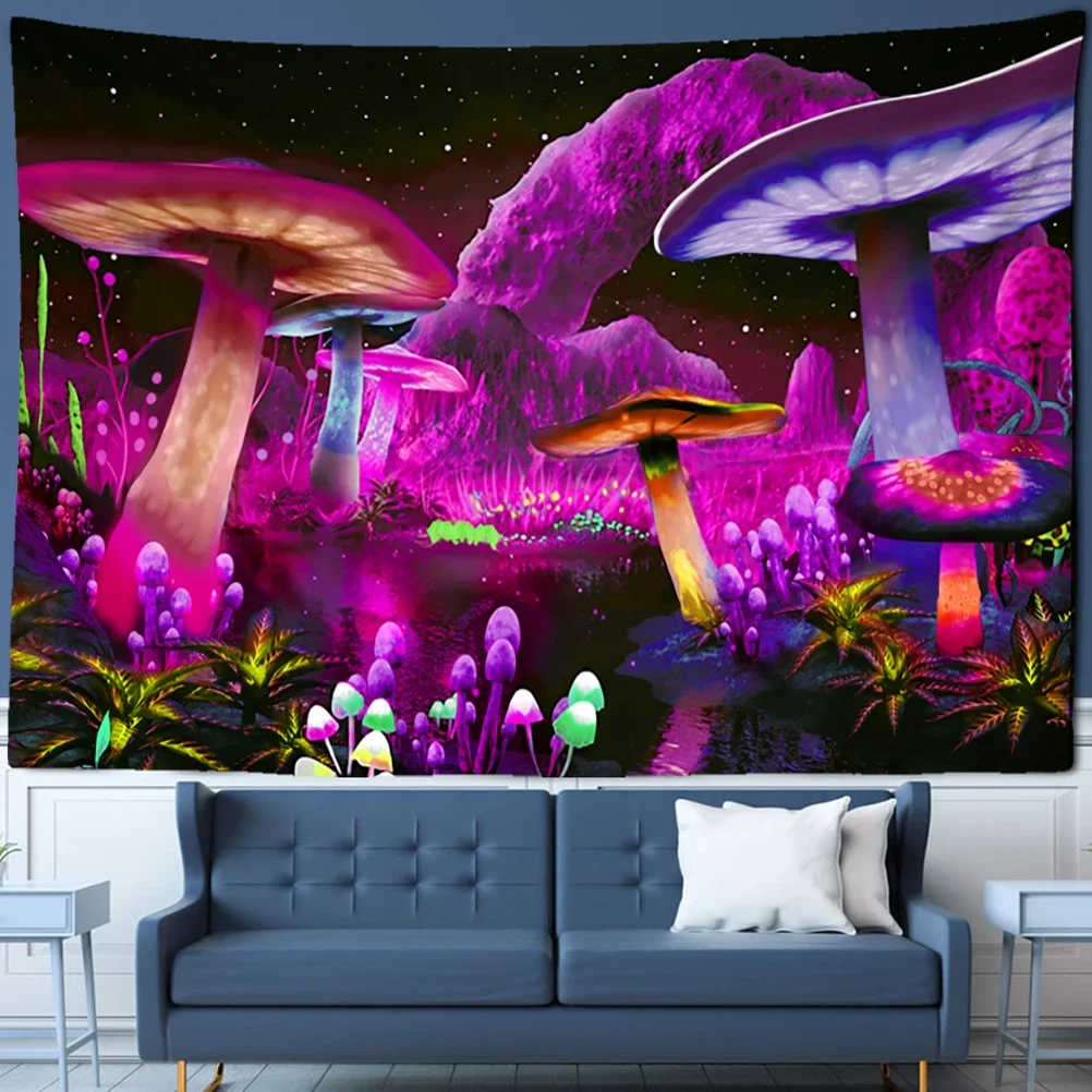 Mushroom Tapestry Wall Decor Mycology Champignon Wall Hanging Boho Decor Psychedelic Hippie Night Moon Tapestry Room Home Decor