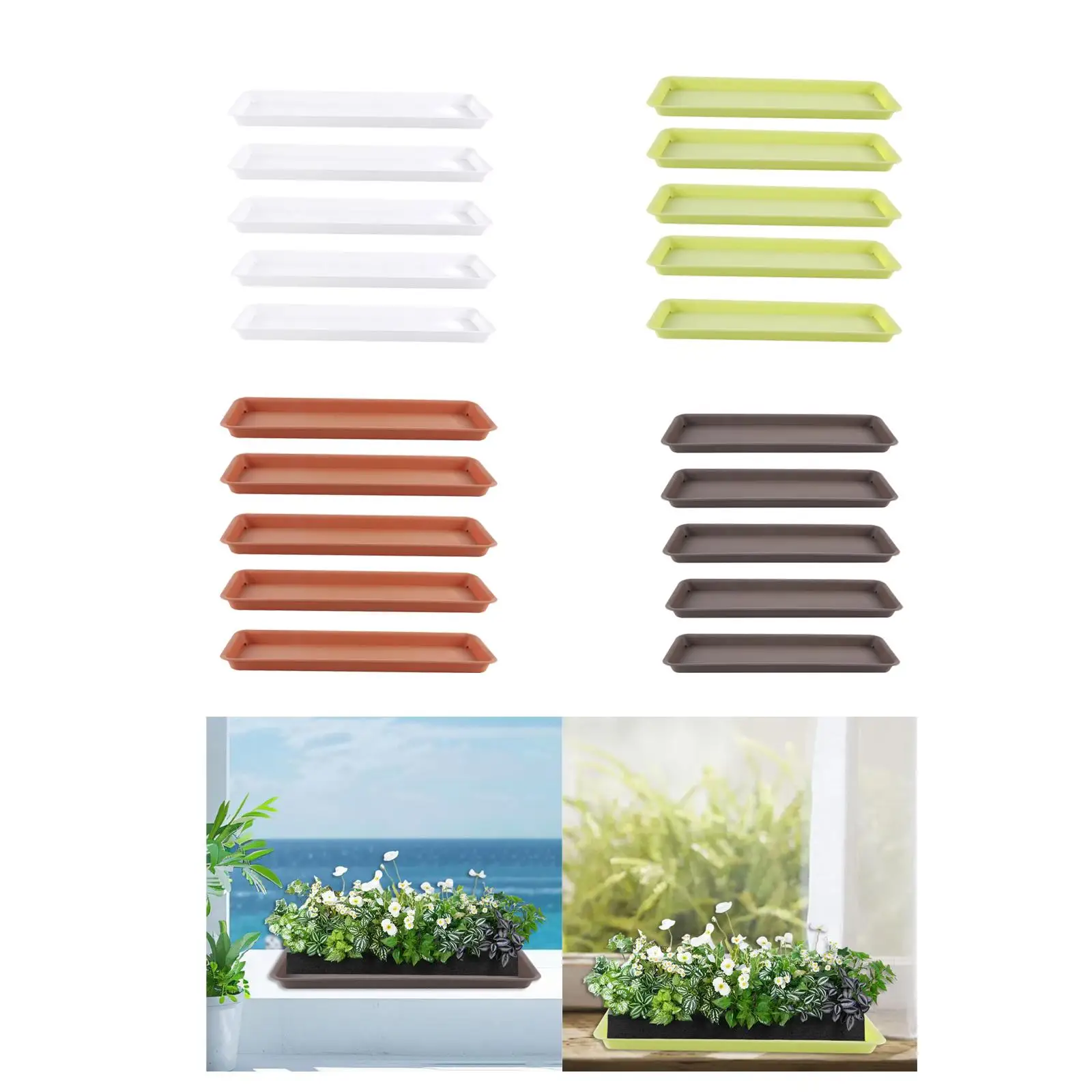 

5 шт. блюдца для растений, прочный практичный поднос для растений, прямоугольный горшок для растений, блюдце, подносы для капель для двора, сада, балкона, подоконника