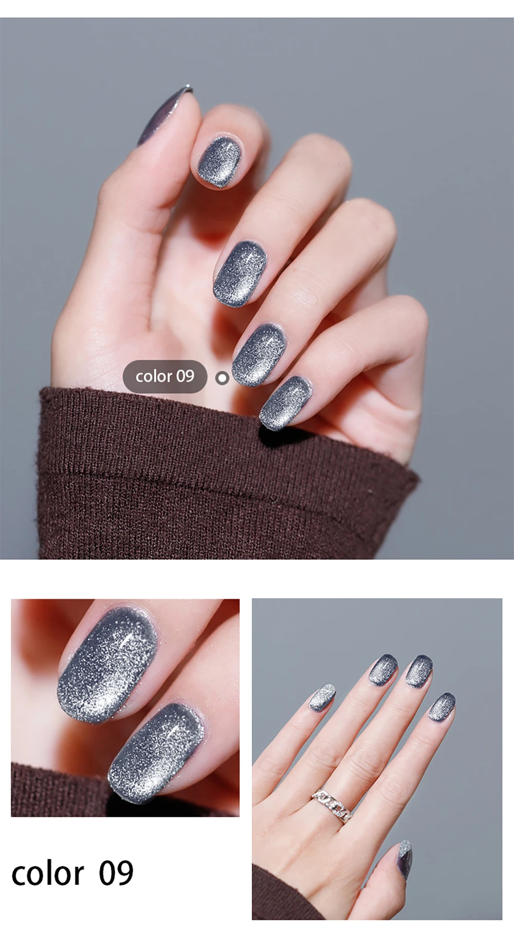 Vendeeni 9 Farben/Set Kristall-Katzenaugen-Gel-Nagellack Semi-Permanenter UV-LED-Gel-Lack Magnetischer Katzenaugen-Gel-Lack für Nagelkunst – Detail 8
