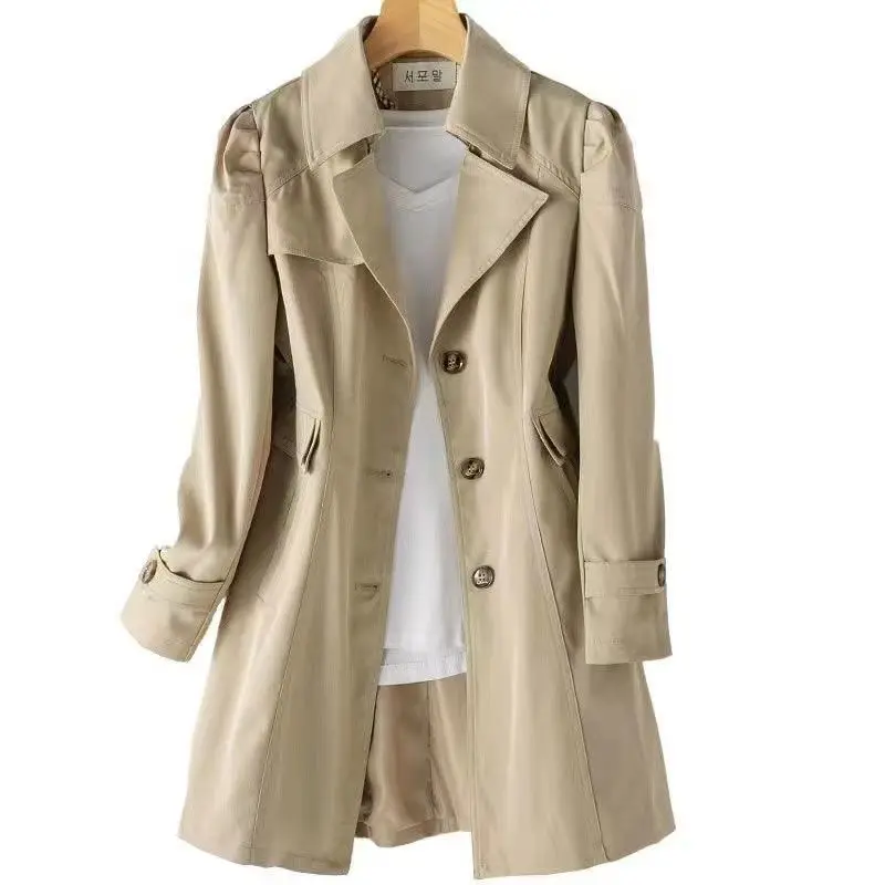 

Spring Jacket Trench Coat Woman 2024 New Korean Fashion Overcoat Slim Elegant Long Sleeve Woman Clothes Khaki Windbreaker Female