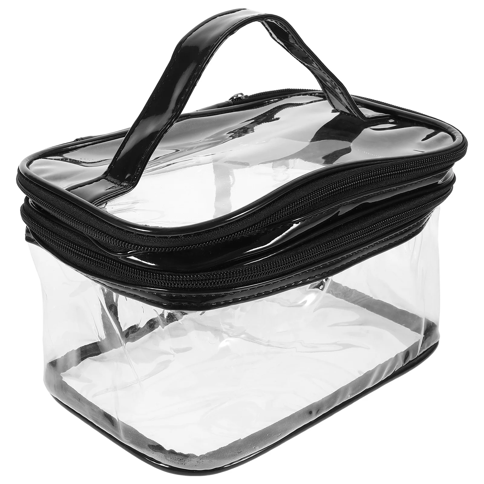 

Large Capacity Transparent Bag Portable Makeup Storage Organizer Clear Toiletry Pouch Multi-Functional Brush Holder
