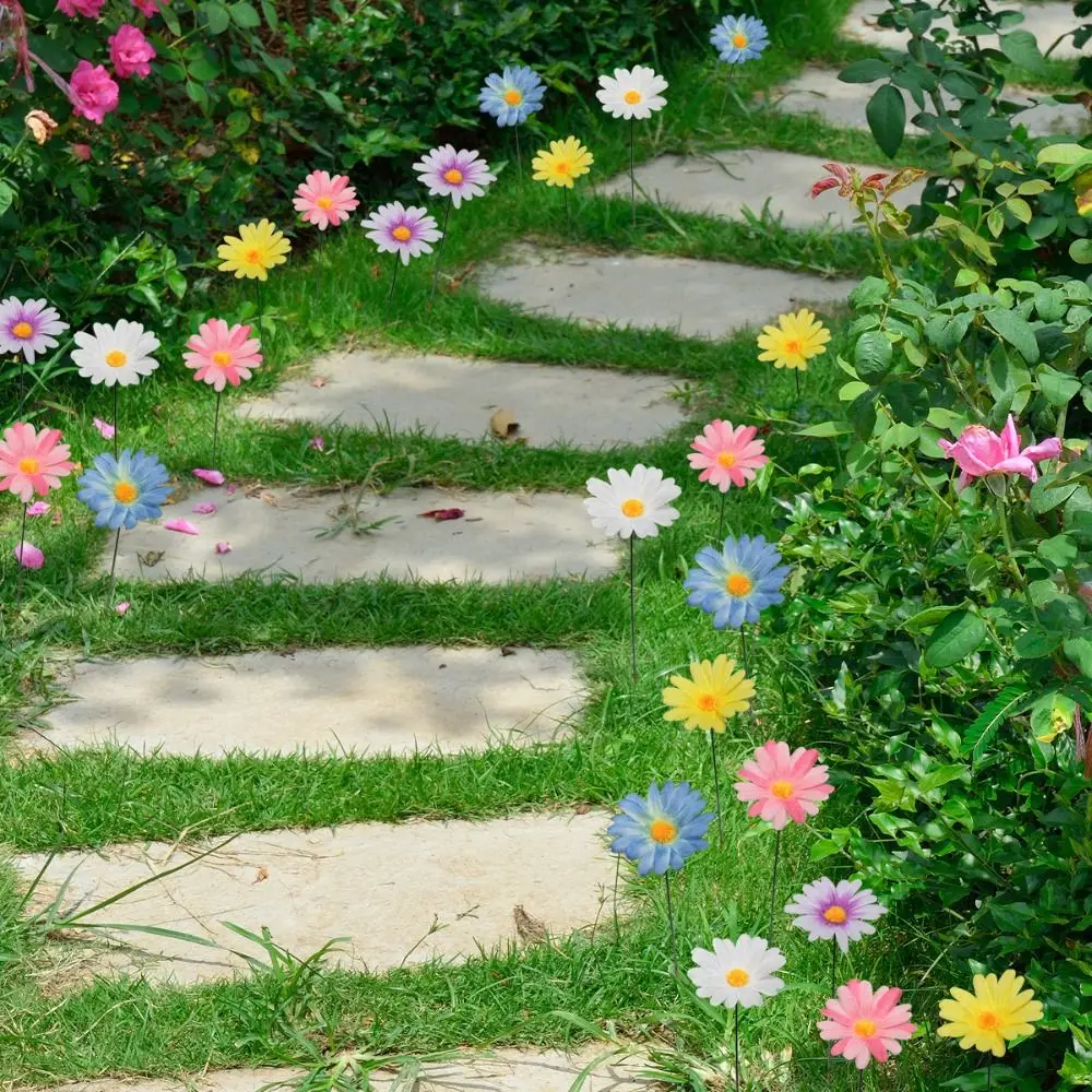 10pcs Metal Decorative Garden Stakes Creative Colorful Flower Ground Stake Art Garden Floor Plugs Flower Pot