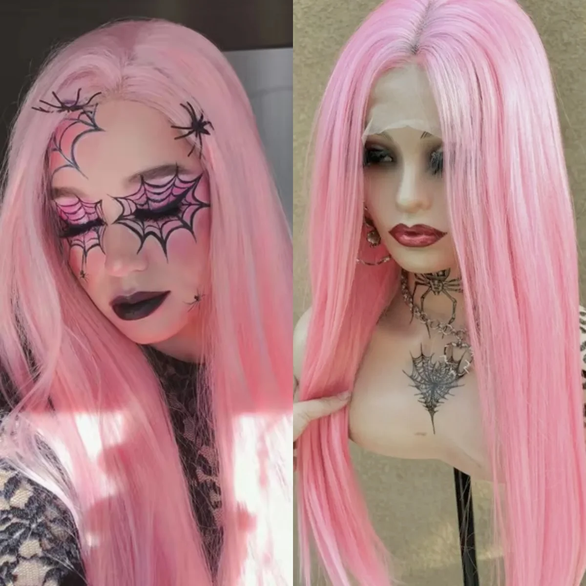 

Светло-розовый парик, длинный прямой парик с кружевной передней частью 13x4, HD прозрачный, высококачественный синтетический парик для повседневного использования и вечеринок, для женщин, с невидимой линией роста волос