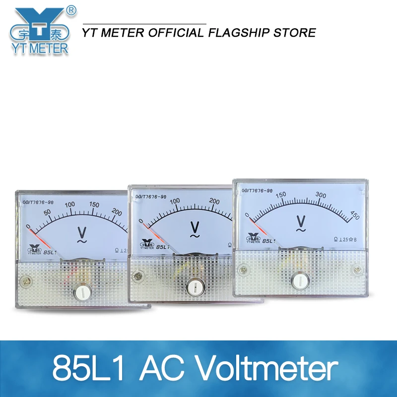 85l1-v AC voltmeter 10V 15V 20V 30V 50V 100V  150V 250V 300V 450V 500V 600V 750V pointer voltmeter 56 * 64mm 380V 220V installat