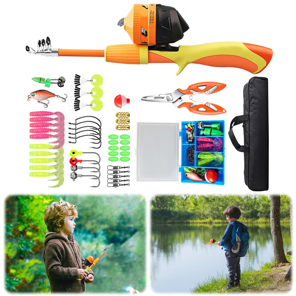 

Kids Fishing Rod Set Portable Telescopic Fishing Rod and Reel Combo Kit with Fishing Baits Accessories for Boys Girls Youth