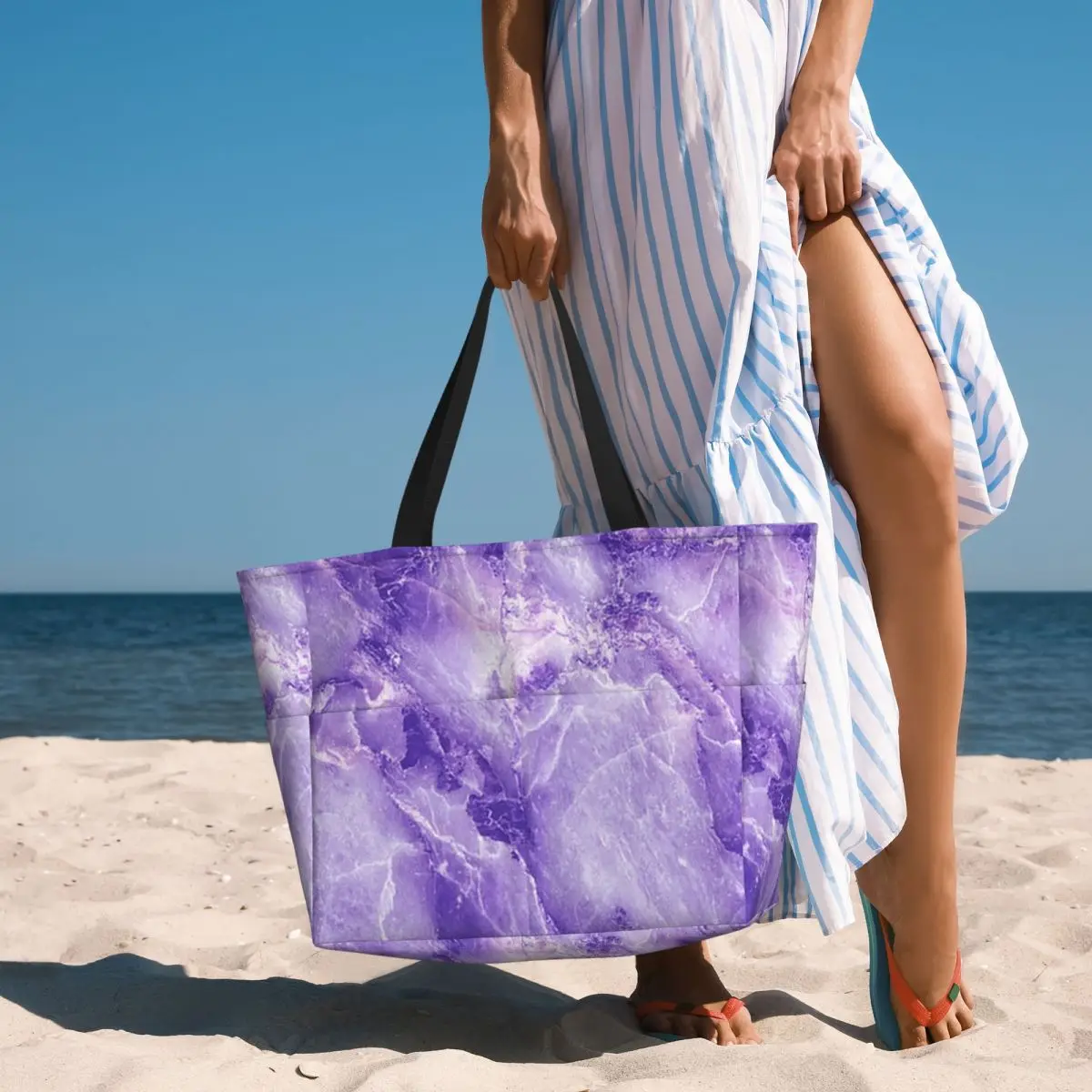 

MARBLE - PURPLE Beach Tote Bag Sport Gym Yoga Duffle Large Tote Bag Women Travel Bag Fitness bag
