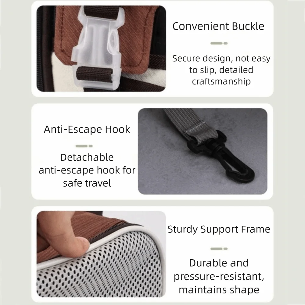 

Large Capacity Pet Carrier Backpack Breathable Adjustable Straps Cat Shoulder Bag Foldable Structure Roller Shutter