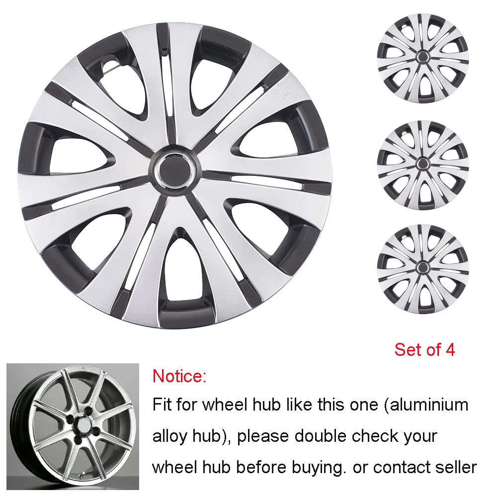 4pcs/set 16 inch Car Wheel Trims Covers, Car Wheel Center Cap Decorative Covers Fit Aluminum Alloy Rims Hub Caps