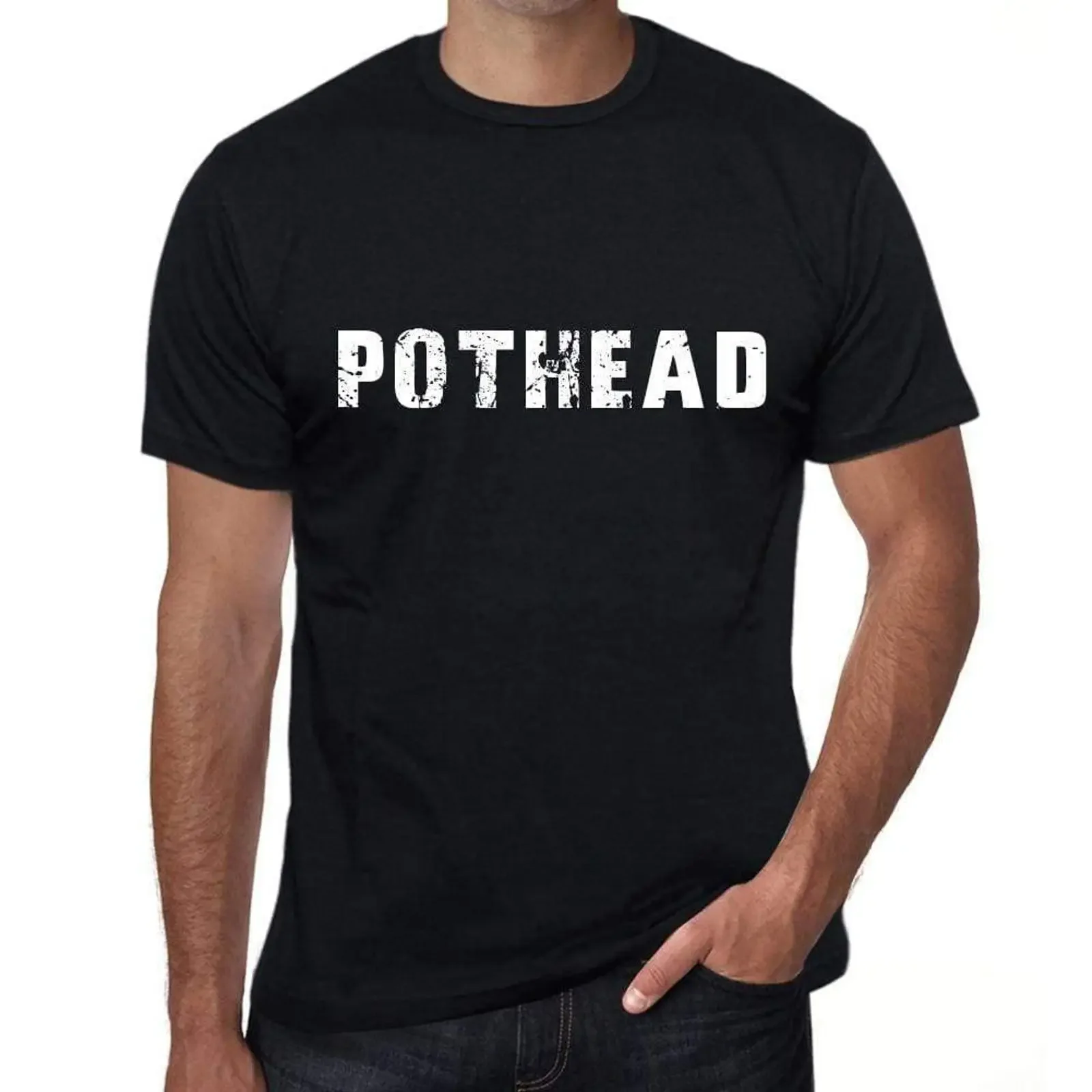 Men's T Shirt Pothead Men Ideas Vintage Dark Black vintage Washed Stylish Unisex Slightly Soft Breathable Comfortable