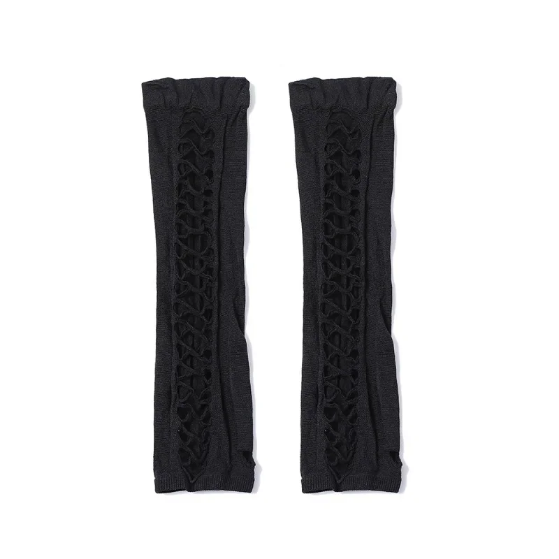 Halloween Black Fishnet Fingerless Long Gothic Gloves Elasticity Arm Cuff Party Wear Women Gloves Cosplay Mitten