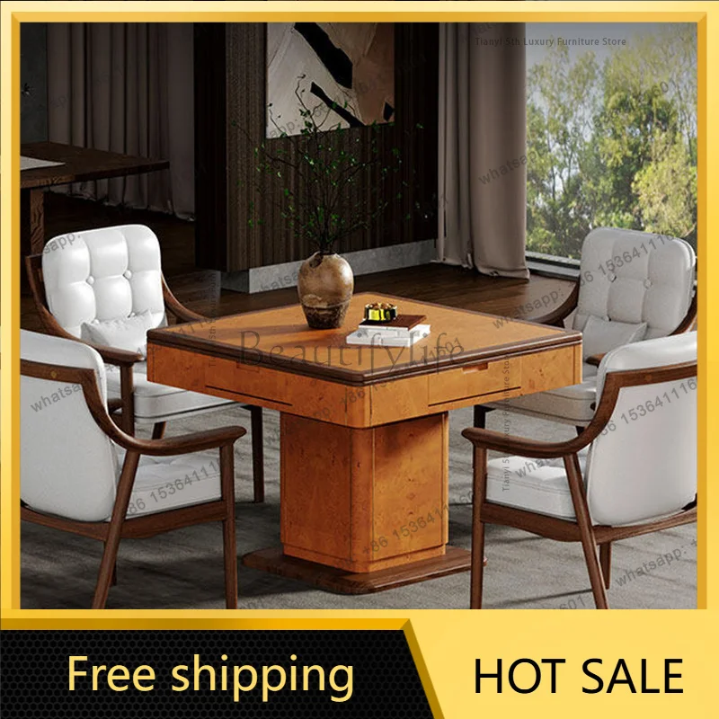 PG Nordic Solid Wood Mahjong Table Modern High-end Automatic Shuffling Chess And Card Table Living Room Furniture