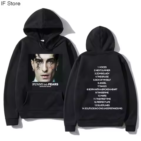 FUNNY Little FEARS 2025 Album Hoodie Damiano David Singer Printing Hoodies Harajuku Aesthetic Clothes Unisex Fleece Sweatshirt