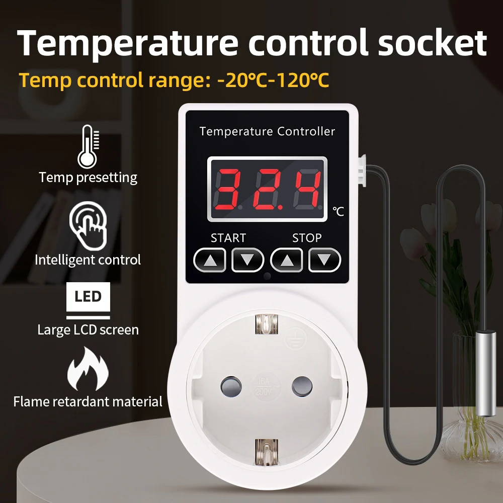 AL11G-T1 Digital Thermostat Socket Incubator Temperature Controller Outlet With NTC Sensor Switch 220V for Cooling Heating