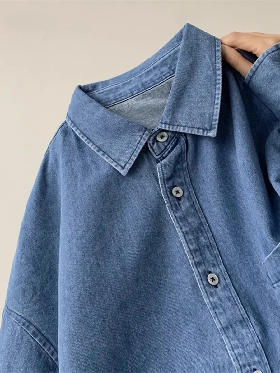 

Мужская джинсовая рубашка WMMN в японском стиле с длинным рукавом, весна 2024, для многослойного ношения, в стиле рабочей одежды из Гонконга, модный бренд