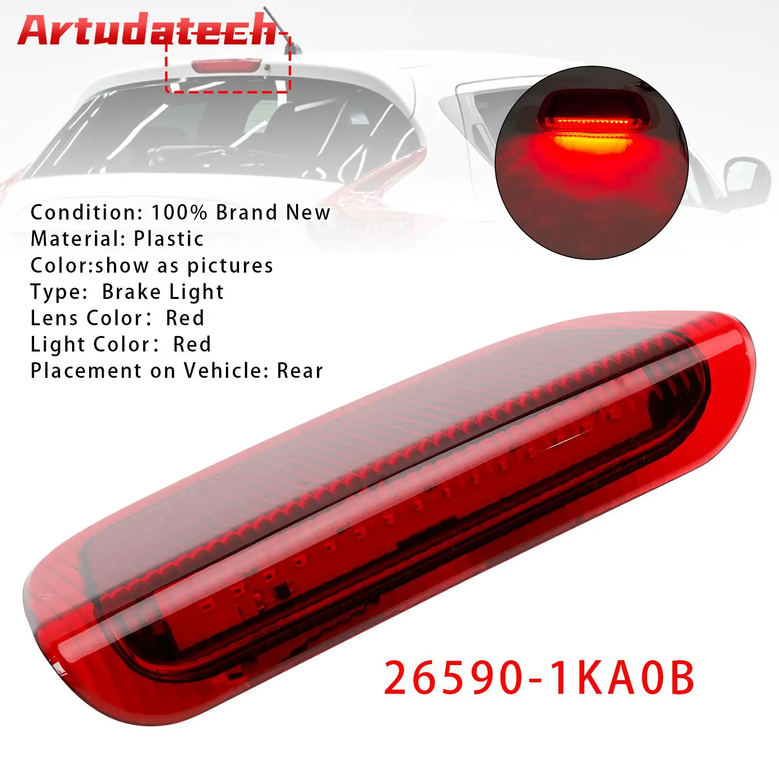 

Задний дополнительный стоп-сигнал Artudatech 26590-1KA0B для Nissan Juke MK1 F15 2010-2018, красный