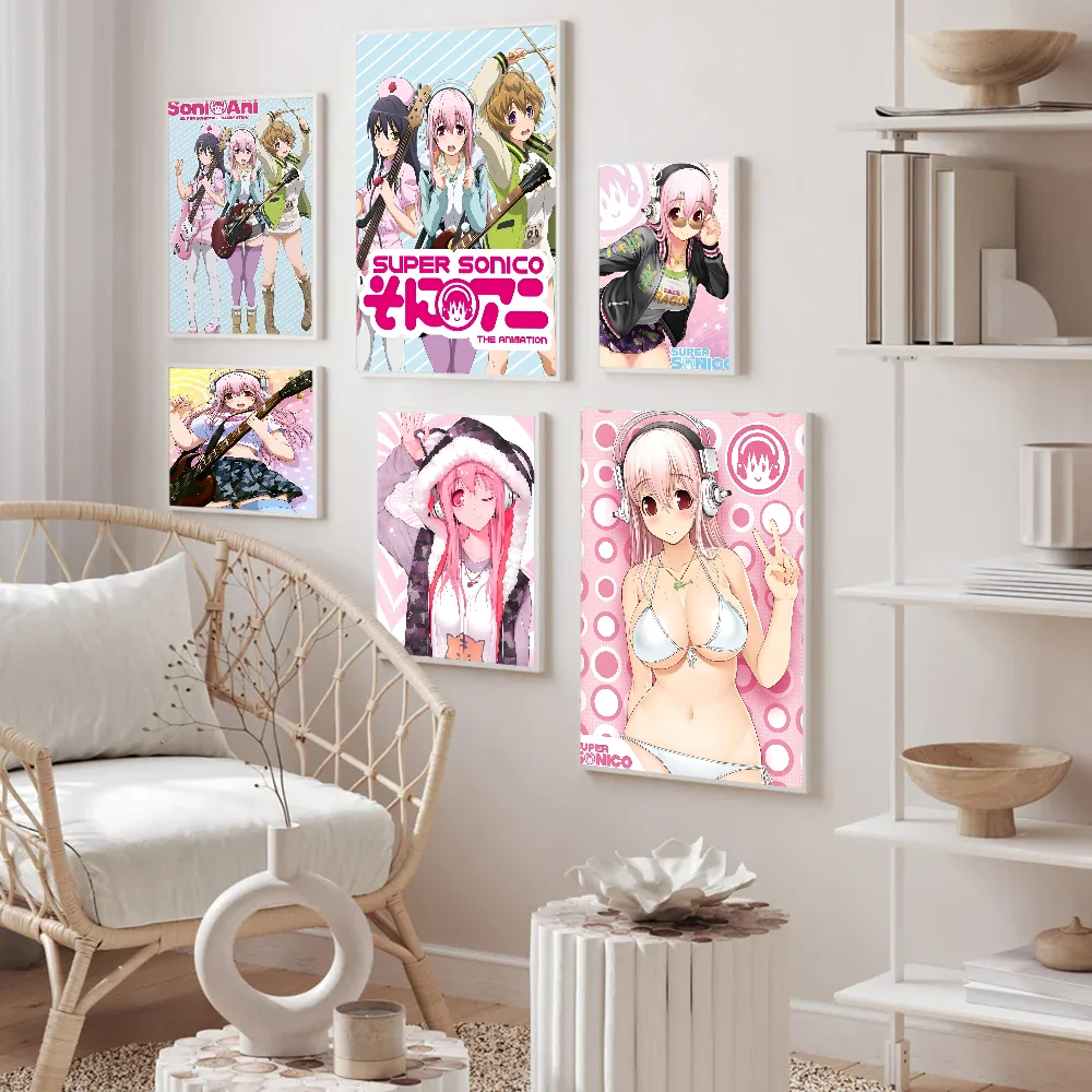 Super Sonico Manga Classic Anime Good Quality Prints And Posters Waterproof Paper Sticker Coffee House Bar Posters Wall Stickers