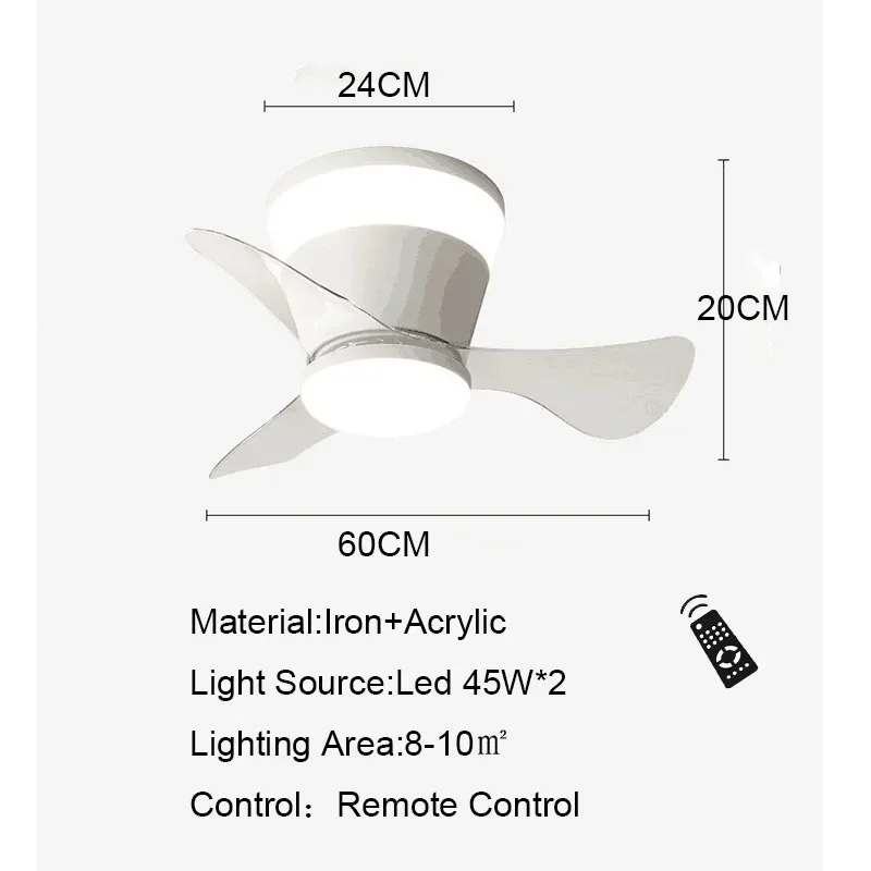 New mini ultra-thin ceiling fan light, balcony, hallway, porch, changing room, narrow space, variable frequency ceiling fan ligh