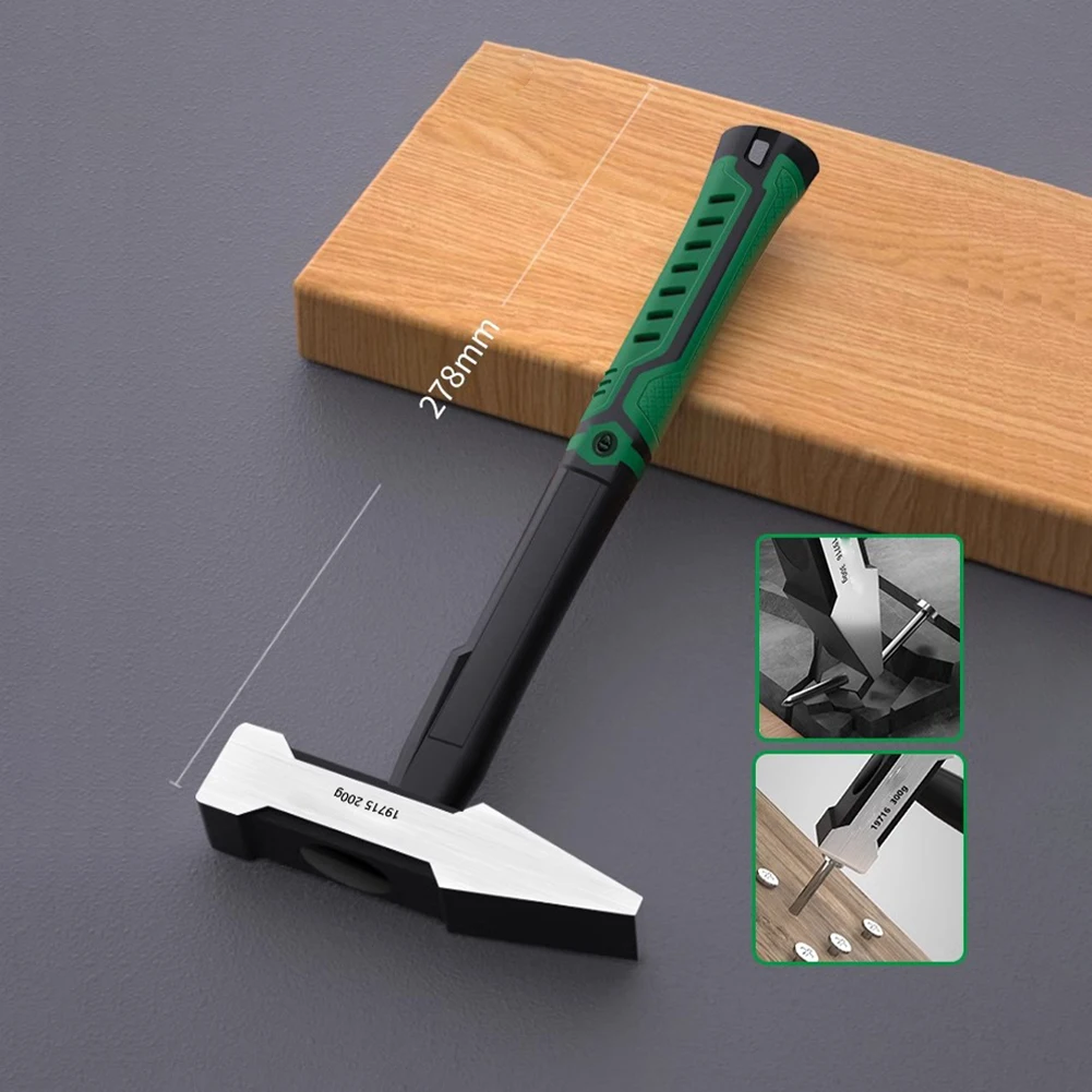 Duckbill Hammer Flat Head Fitter Hammer, High Carbon Steel 50HRC Hardness, Shockproof Rubber Handle For Electrician Welding Hous